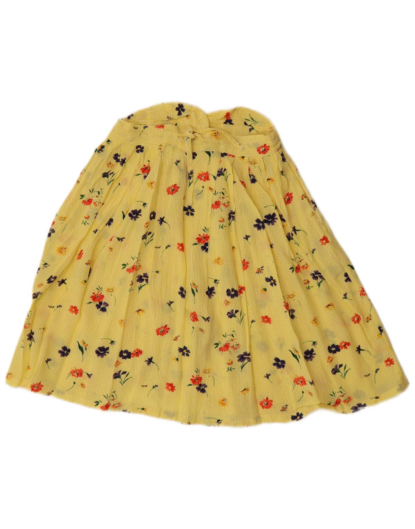 Saia plissada feminina vintage W24 XS amarelo floral
