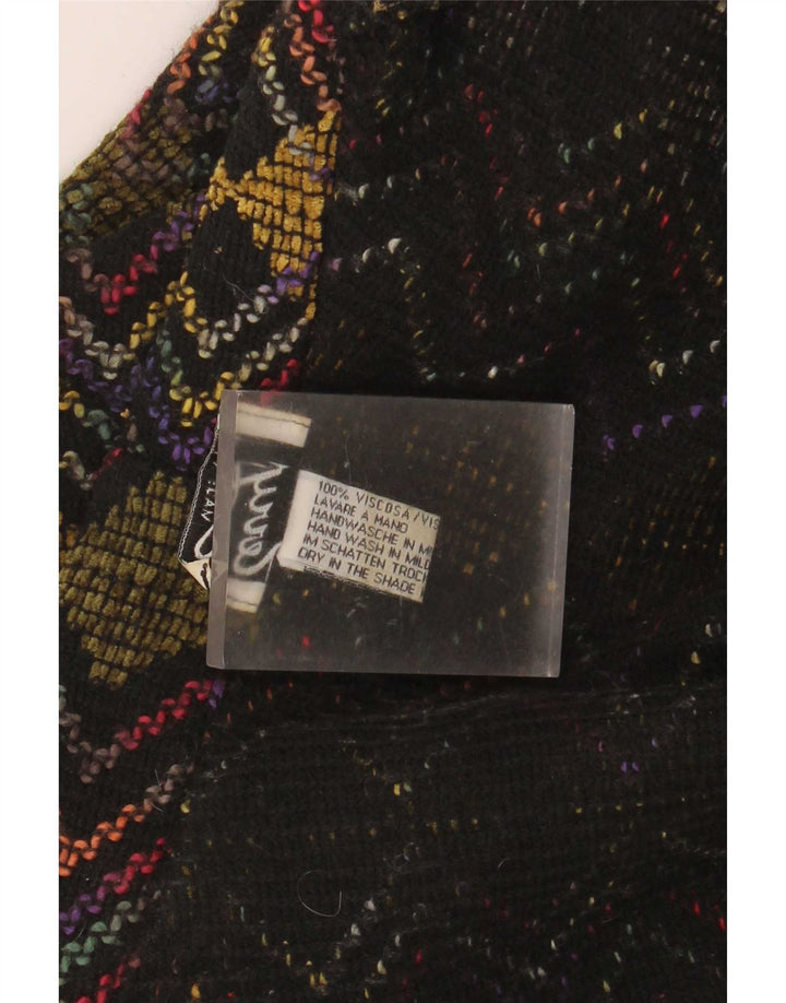 Suéter feminino vintage com gola redonda UK 20 2XL retrô multicolorido