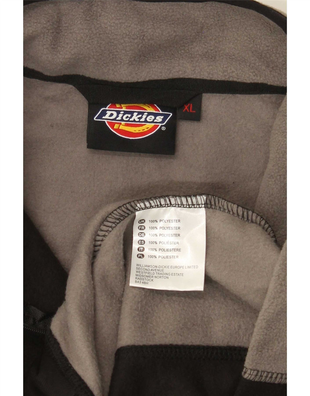 Suéter de lã masculino Dickies com zíper e gola XL preto colorblock poliéster
