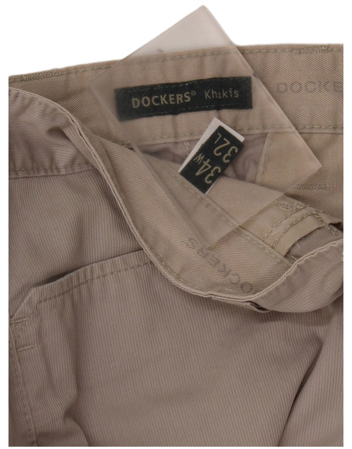 Calças masculinas Dockers Khakis Regular Fit Chino W34 L29 Algodão Cinza