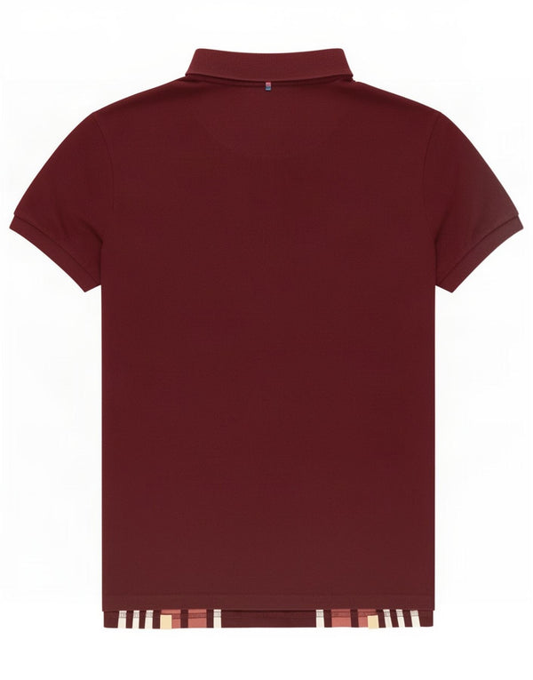 Camisa pólo masculina Pretty Green grande algodão listrado Borgonha