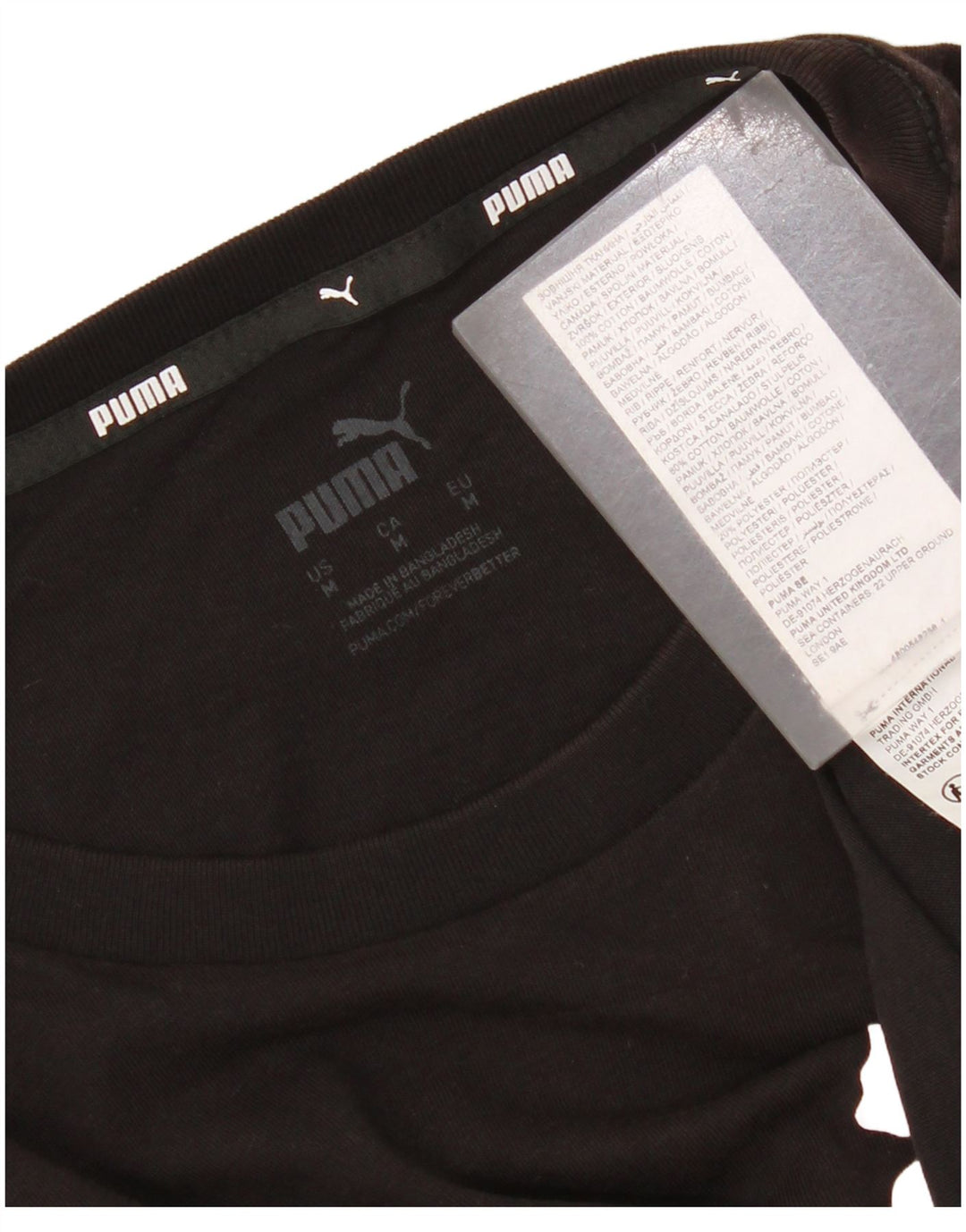 Puma Mens Graphic T-Shirt Top Médio Algodão Preto