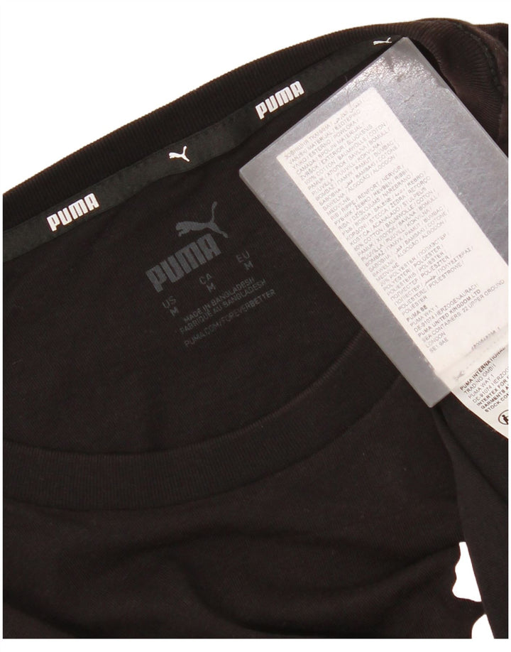 Puma Mens Graphic T-Shirt Top Médio Algodão Preto