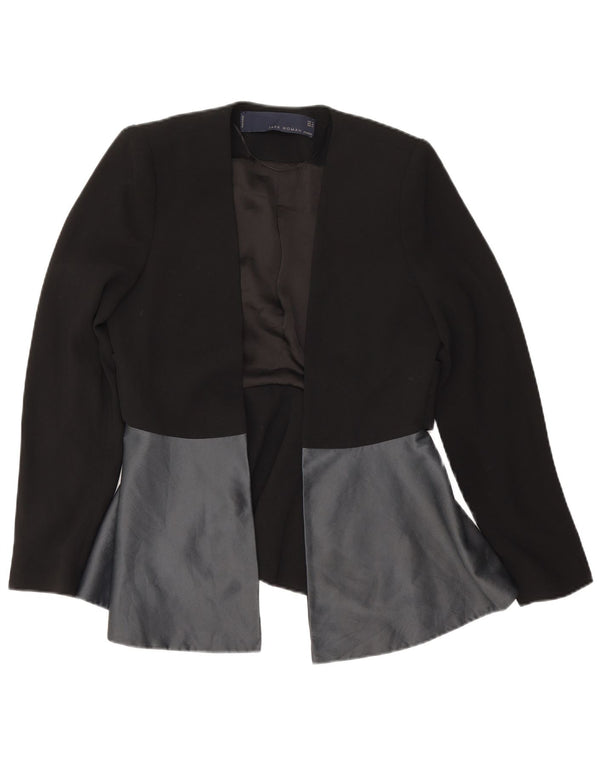 Zara Womens Open Blazer Jacket UK 14 Medium Black Colourblock Poliéster
