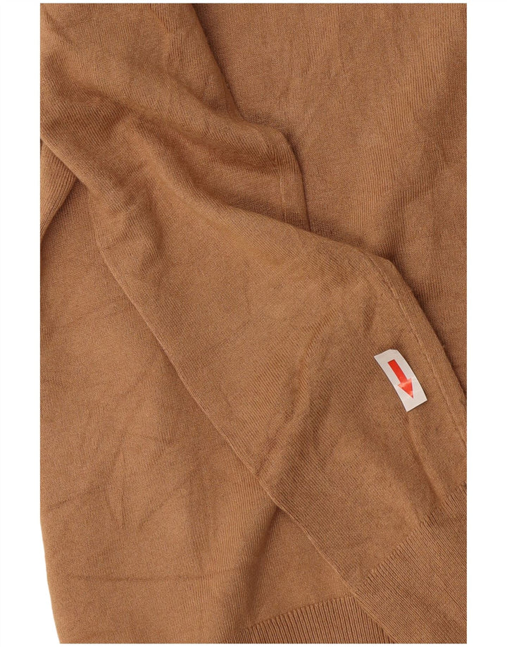 Zara Suéter feminino com gola redonda e gola alta Reino Unido 12 marrom médio