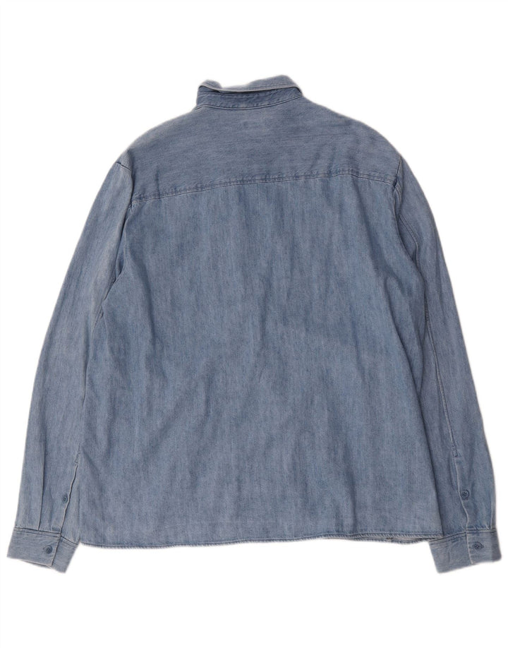 Camisa jeans masculina Cos grande algodão azul