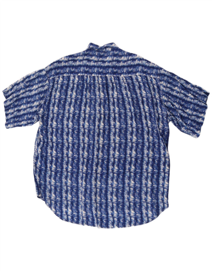 Sirio Camisa masculina de manga curta com padrão abstrato grande azul