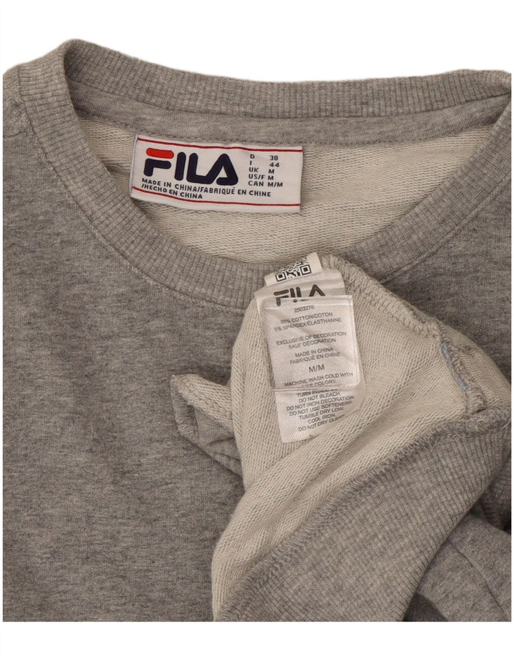 Fila Womens Crop Sweatshirt Jumper UK 14 Médio Algodão Cinza