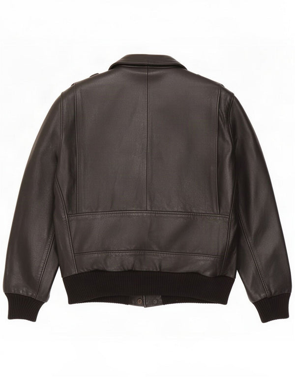 Jaqueta de couro militar masculina vintage UK 40 grande preta
