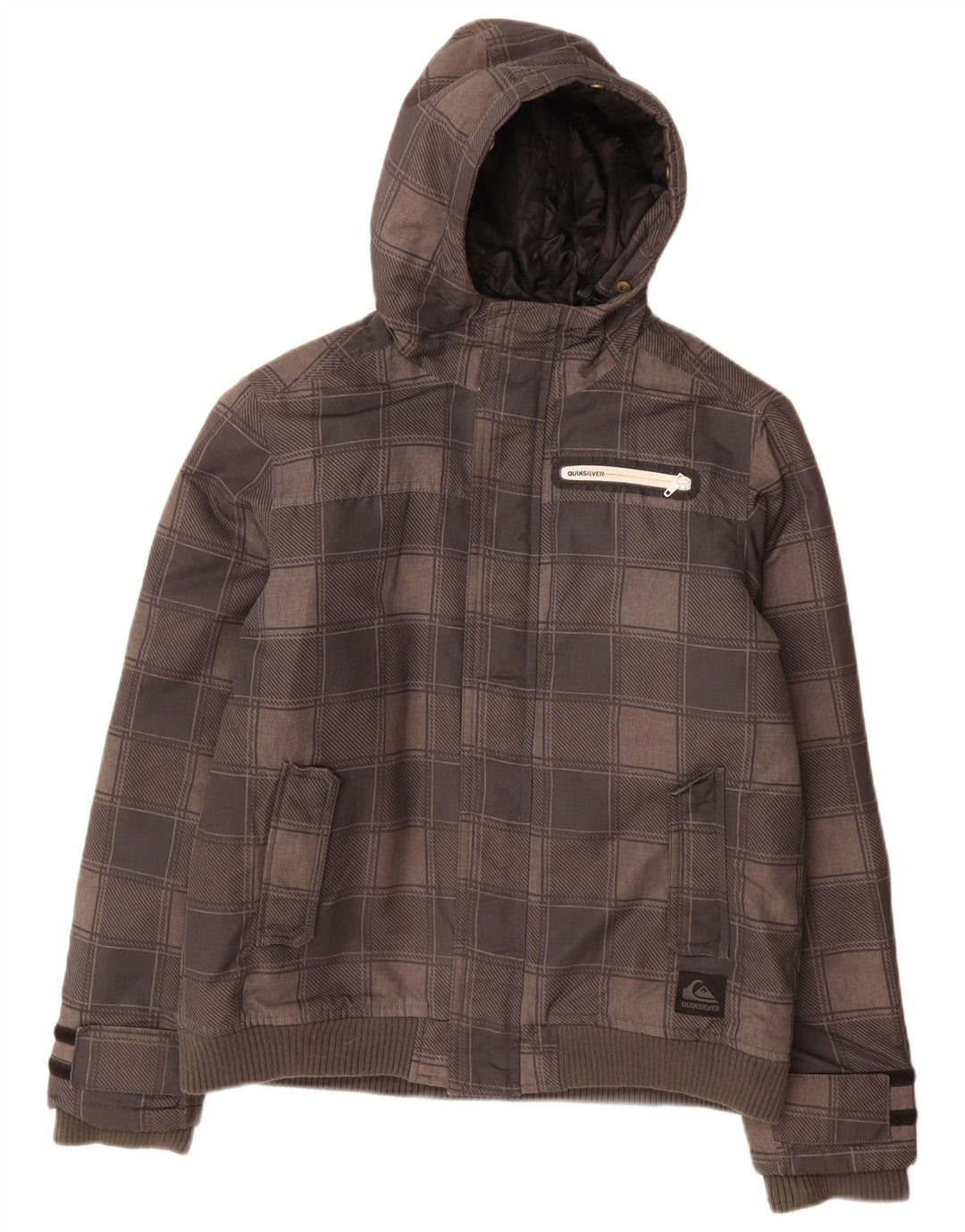 Jaqueta bomber com capuz para meninos Quiksilver 15-16 anos poliéster xadrez cinza
