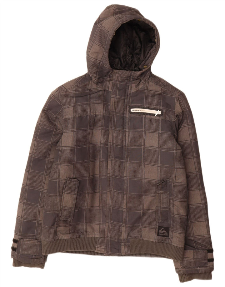 Jaqueta bomber com capuz para meninos Quiksilver 15-16 anos poliéster xadrez cinza