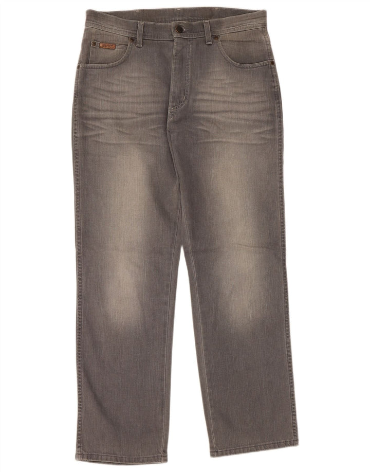 WRANGLER Masculino Texas Stretch Straight Jeans W33 L30 Algodão Cinza