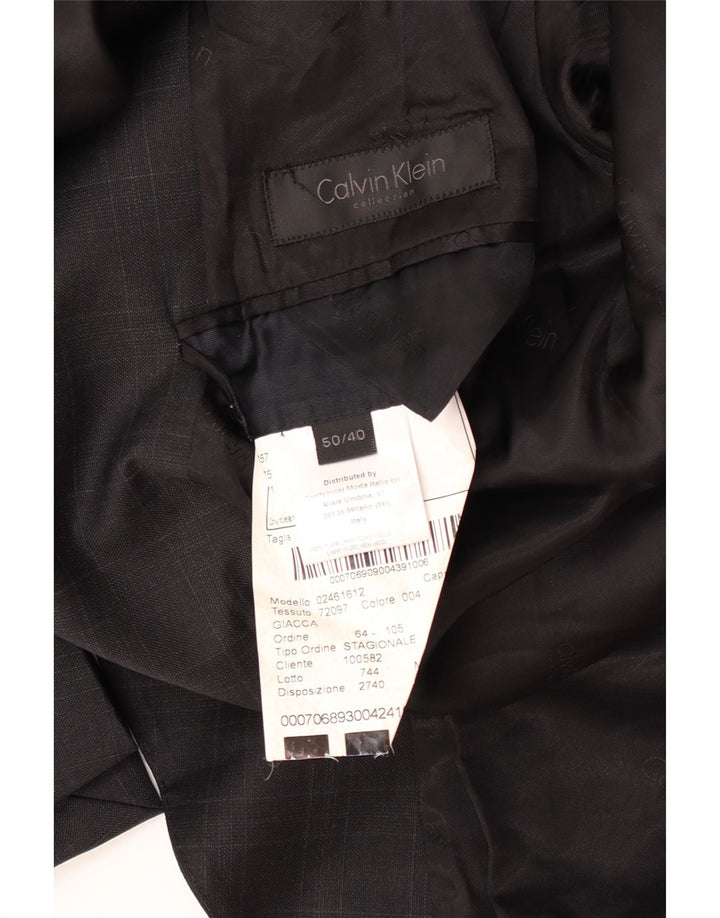 Jaqueta blazer masculina de 2 botões Calvin Klein IT 50 grande lã xadrez cinza