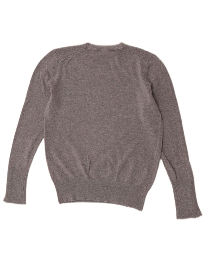 Suéter feminino Zara com gola redonda, Reino Unido 12 cinza médio