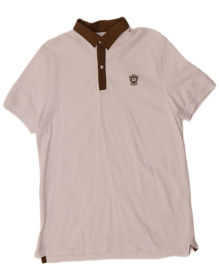 Camisa polo masculina Massimo Dutti médio branco colorblock
