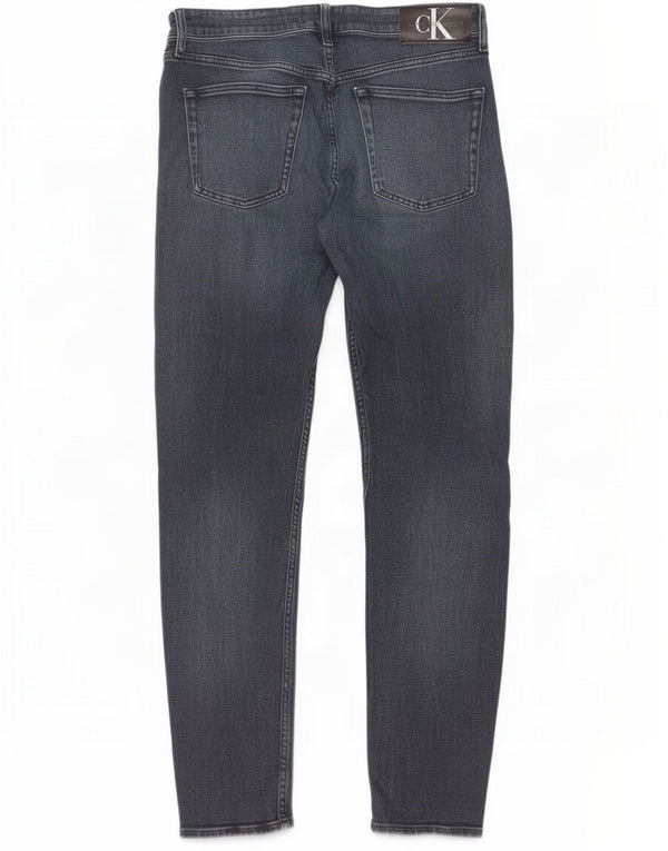 Calvin Klein Mens Tapered Slim Jeans W32 L34 Azul Marinho Algodão