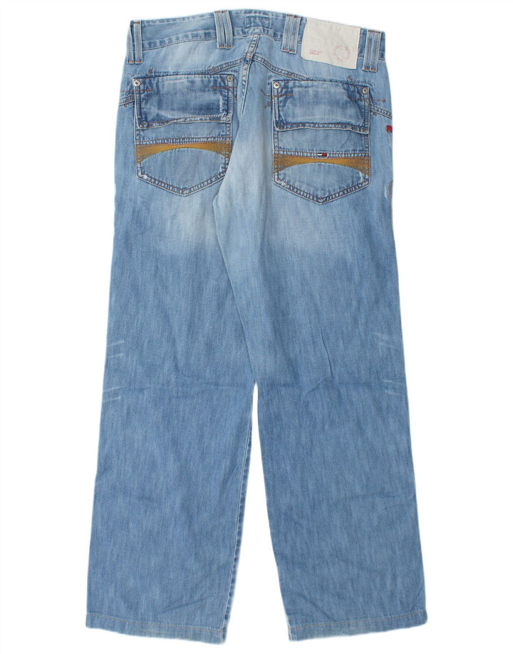 Jeans retos femininos Tommy Hilfiger desgastados W32 L30 algodão azul
