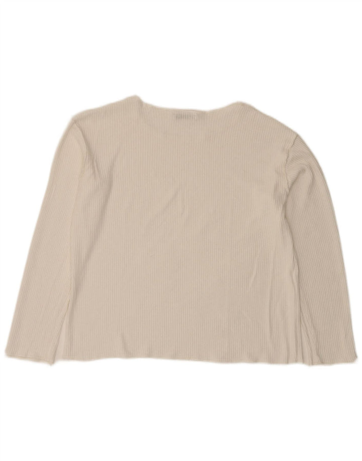 Zara Womens Crop Oversized Top Manga Longa Reino Unido 10 Pequeno Branco