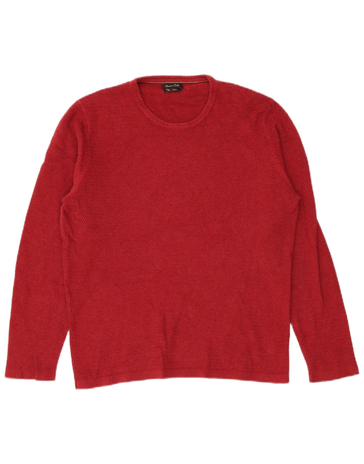 Suéter masculino Massimo Dutti com gola redonda, grande algodão vermelho