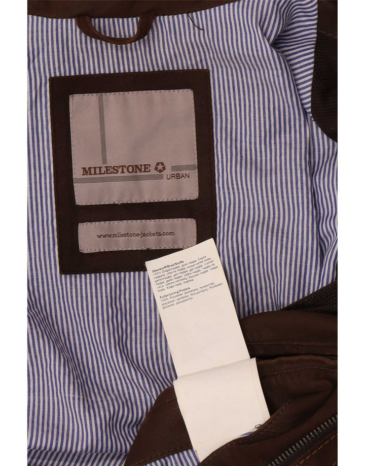 Jaqueta de couro masculina Milestone UK 38 marrom médio