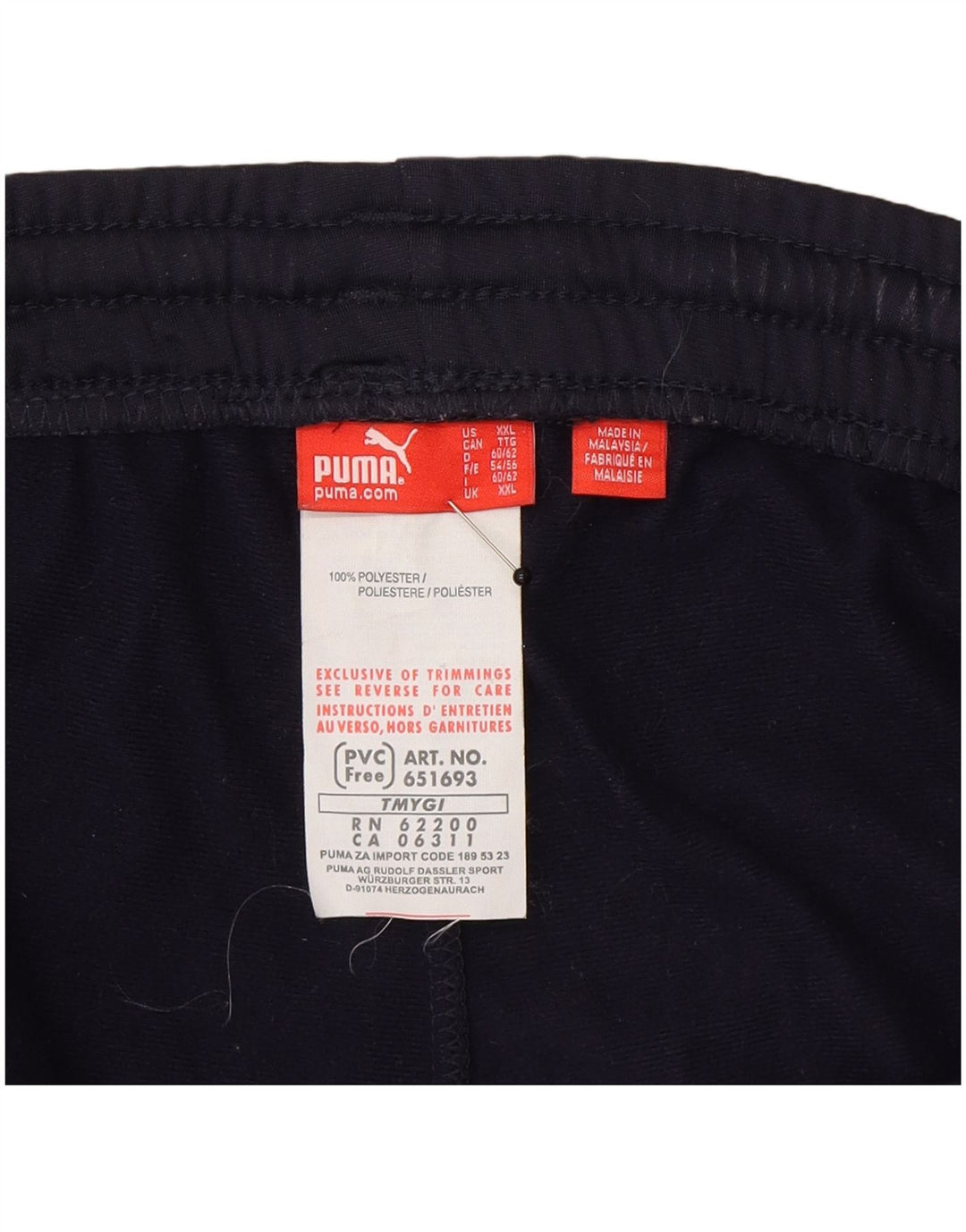 Calça de treino masculina Puma 2XL poliéster azul marinho