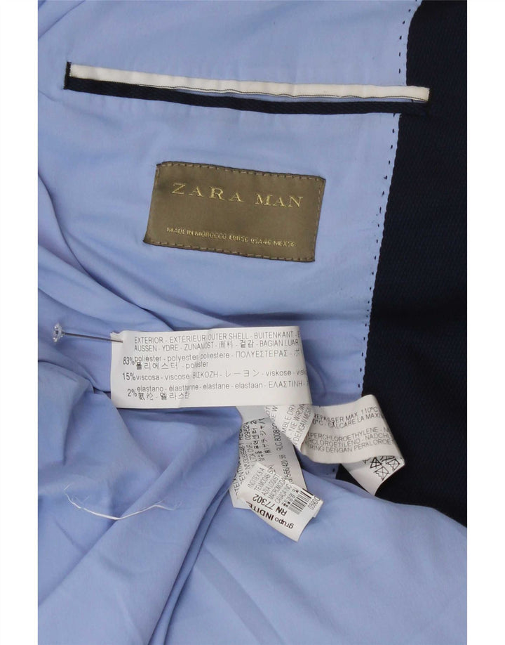 Zara Jaqueta Blazer Masculina de 1 Botão EU 56 XL Poliéster Azul Marinho