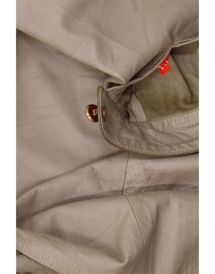 Jaqueta de couro feminina vintage IT 44 couro colorblock cinza médio