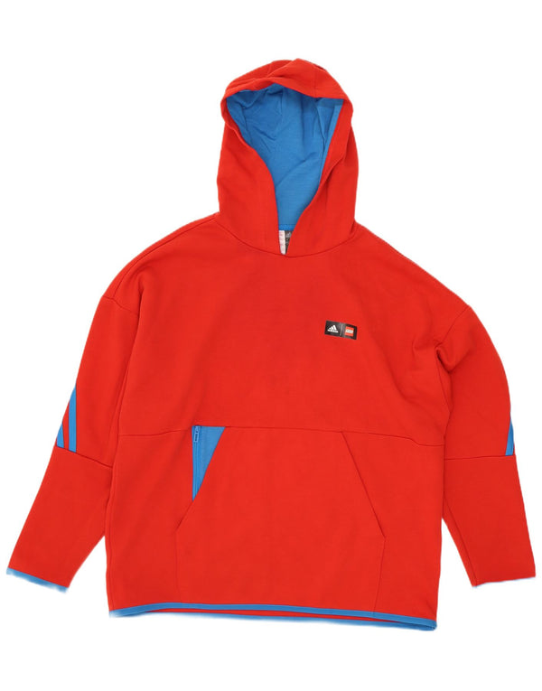 Adidas meninos moletom com capuz 11-12 anos vermelho algodão colorblock