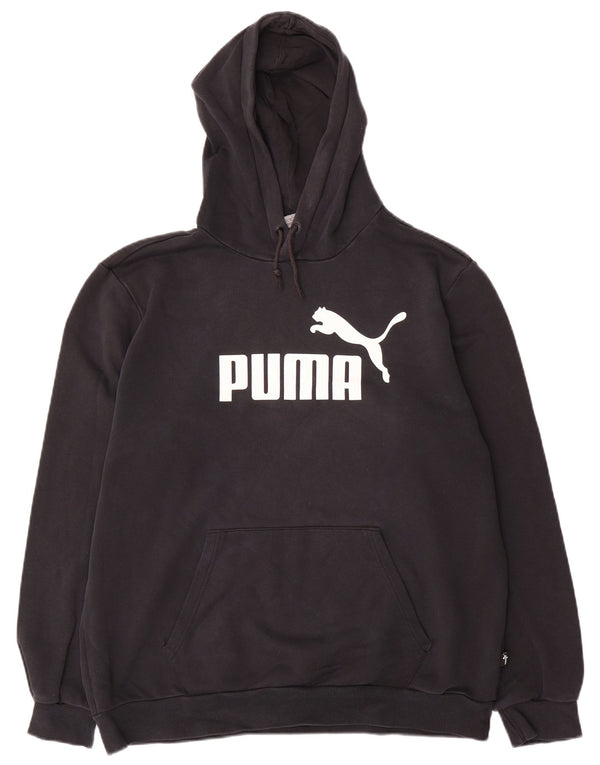 Suéter com capuz gráfico masculino Puma grande algodão preto