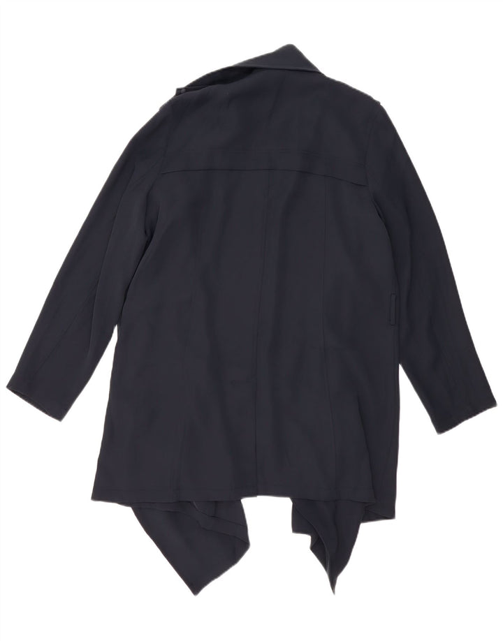 Zara Womens Trench Coat UK 16 Grande Poliéster Azul Marinho