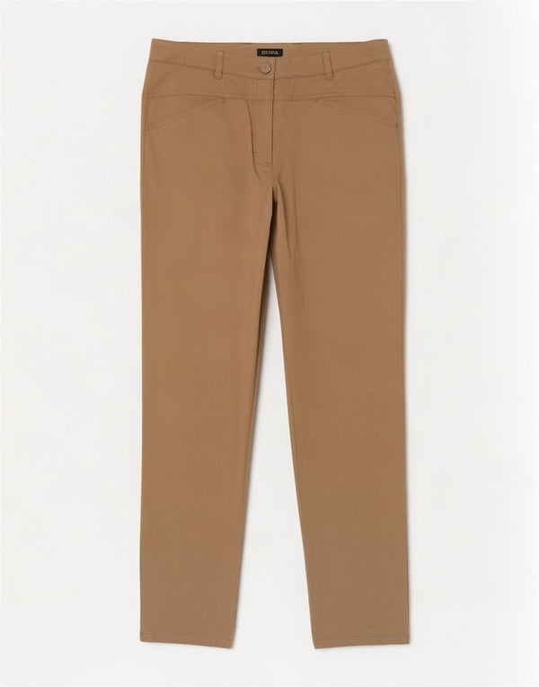 Escada Calça Chino Feminina Reta EU 40 Médio W30 L28 Algodão Bege