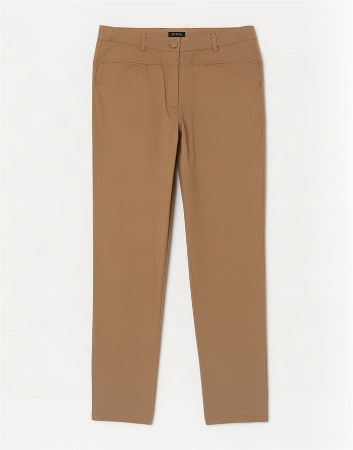 Escada Calça Chino Feminina Reta EU 40 Médio W30 L28 Algodão Bege