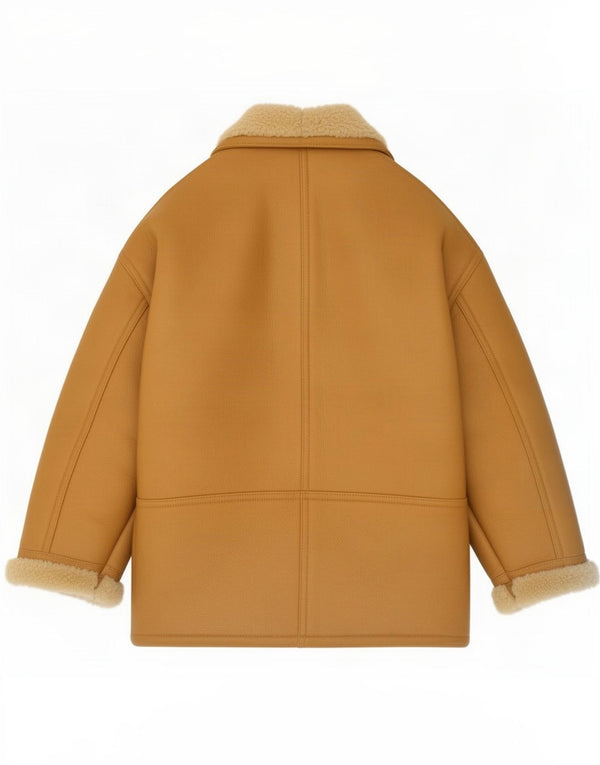 Casaco feminino vintage de shearling IT 44 médio bege