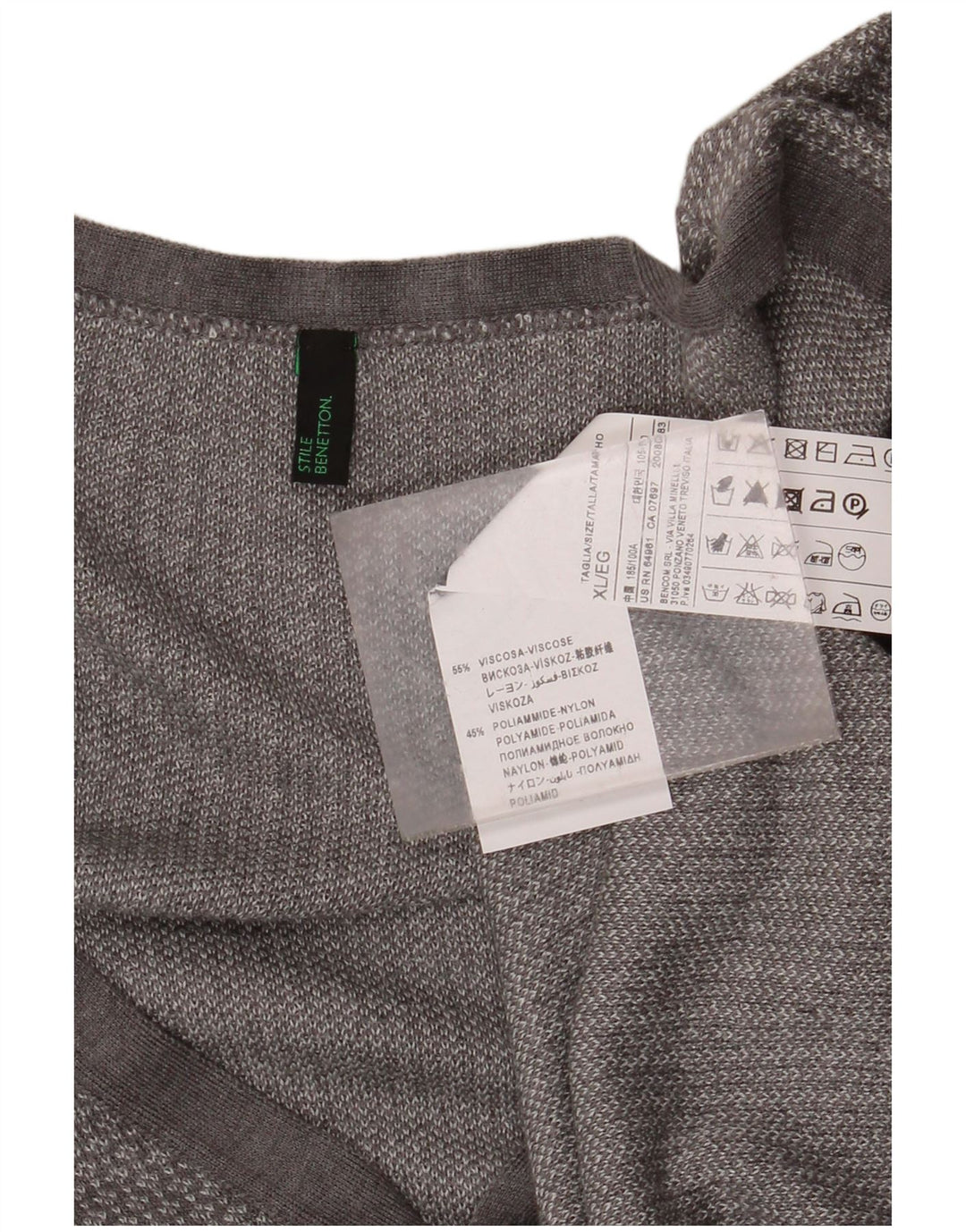 Suéter cardigã feminino BENETTON UK 18 XL cinza manchado viscose