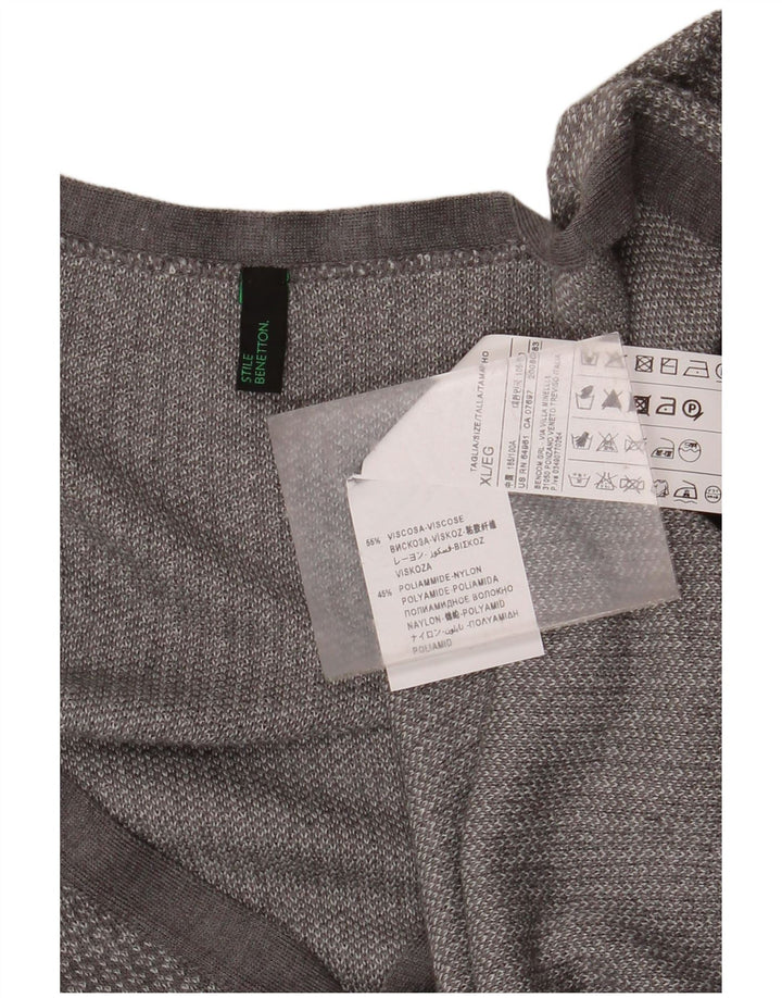 Suéter cardigã feminino BENETTON UK 18 XL cinza manchado viscose