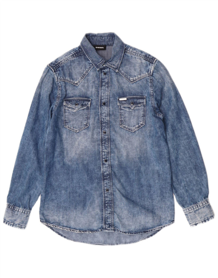 Diesel Camisa jeans masculina 9-10 anos algodão azul