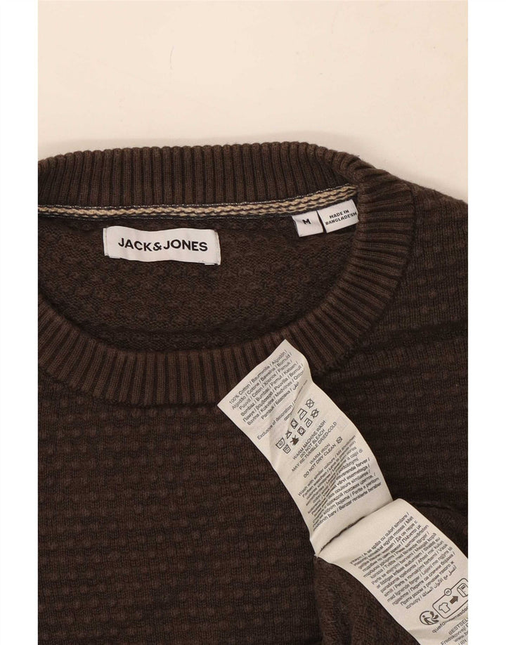 Suéter masculino Jack & Jones com gola redonda, algodão marrom médio