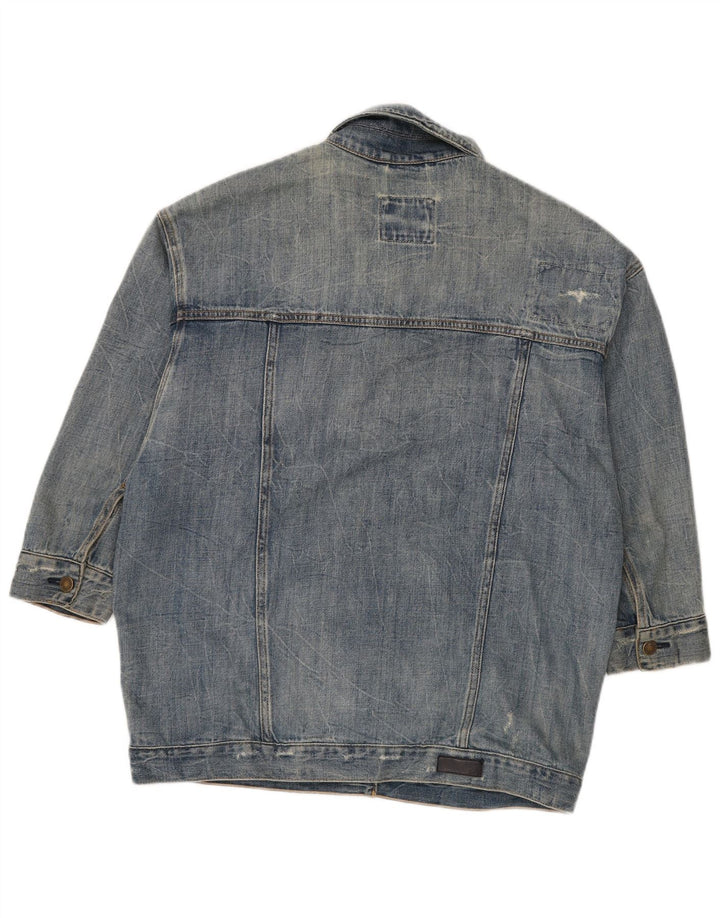 Jaqueta jeans feminina grande ABERCROMBIE & FITCH Reino Unido 14 algodão azul médio