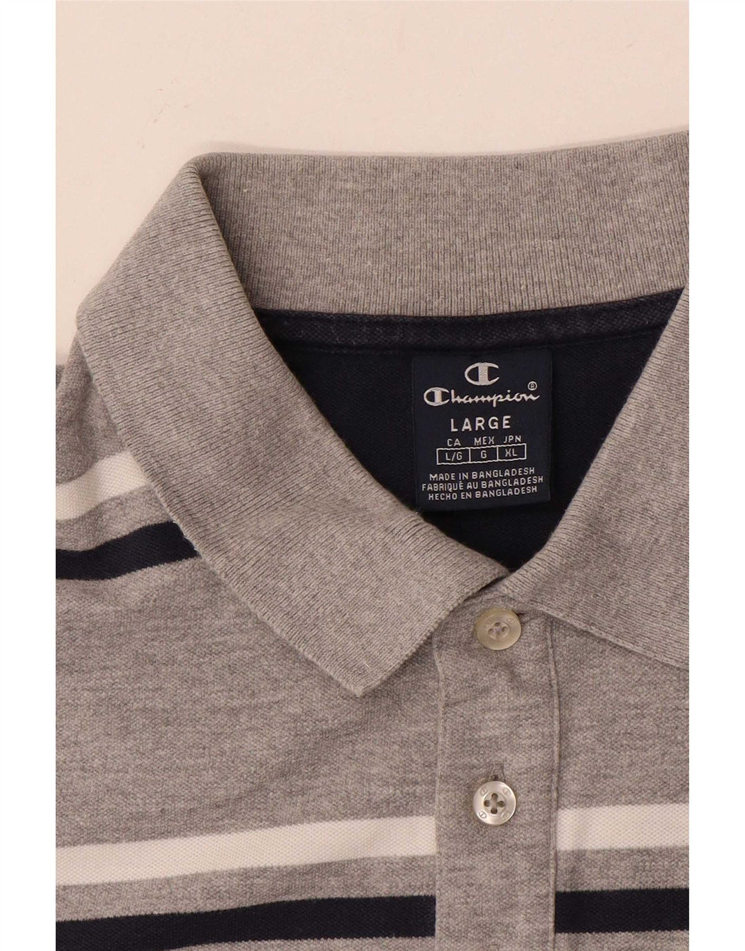 Camisa polo masculina Champion grande listrada cinza