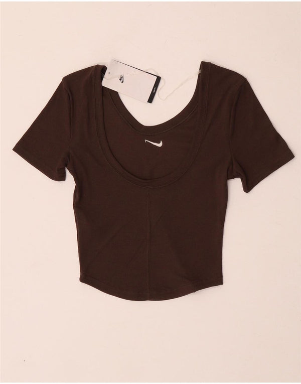Camiseta Nike Feminina Crop Top UK 4 XS Marrom Poliéster