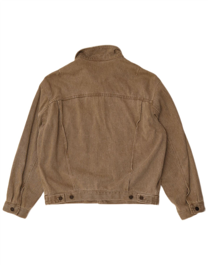Jaqueta jeans Wampum masculina solta ajuste Reino Unido 38 algodão cáqui médio