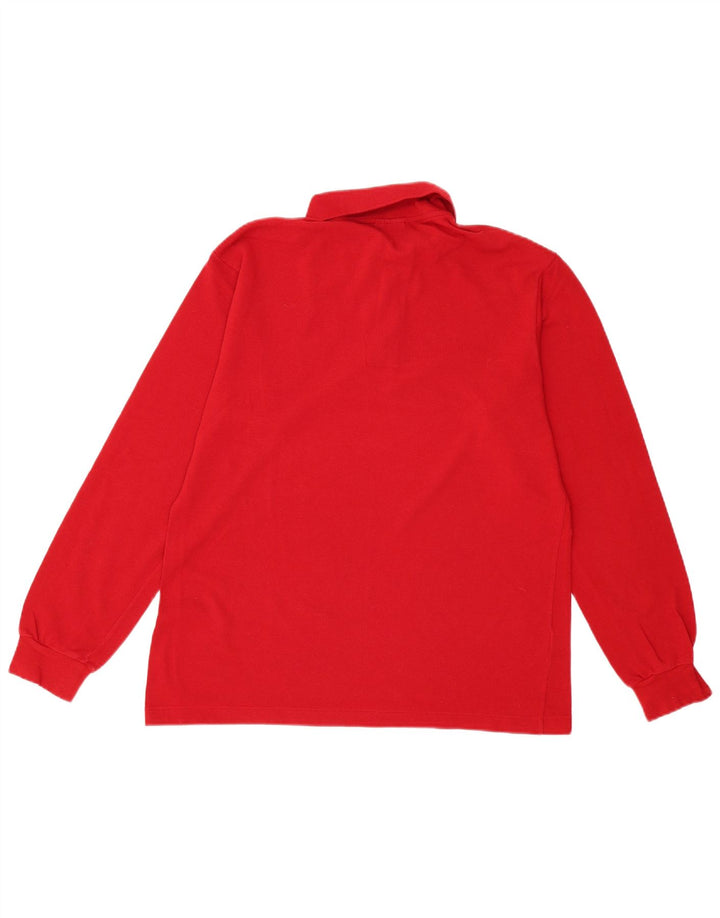 Camisa polo masculina de manga comprida Lacoste tamanho 4 médio algodão vermelho