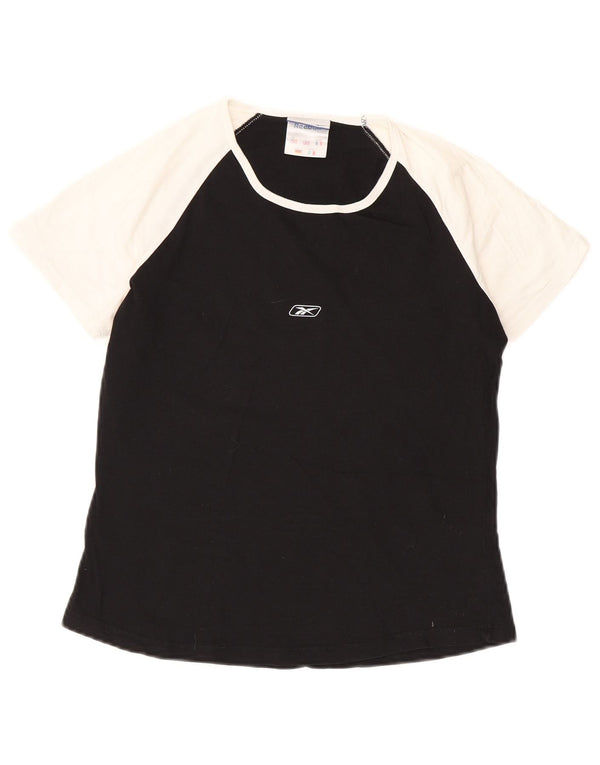 Camiseta feminina Reebok UK 16 grande algodão colorblock preto