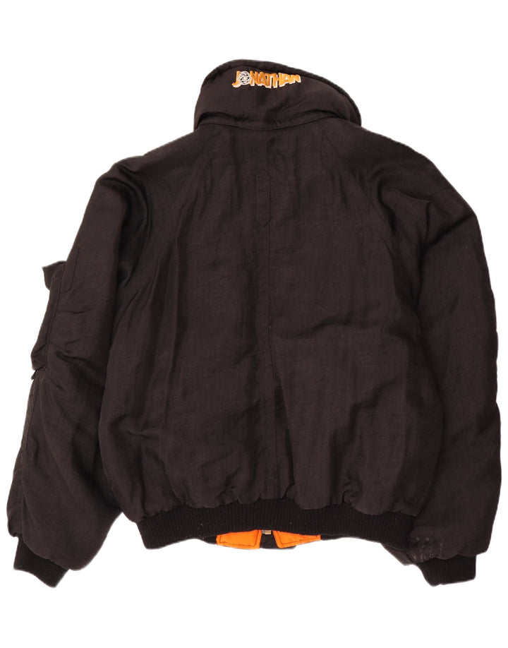 Jaqueta acolchoada masculina vintage folgada UK 38 preta média