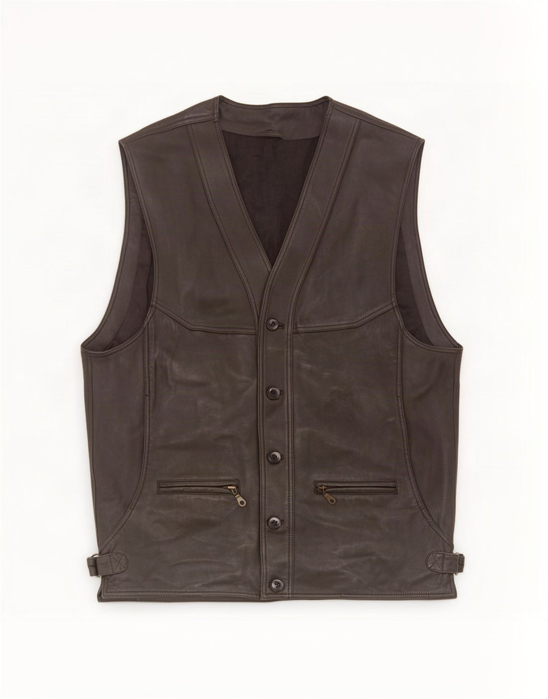 Colete de couro masculino vintage UK 38 médio preto