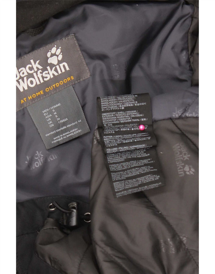 Jaqueta corta-vento masculina Jack Wolfskin com capuz Reino Unido 34 poliéster preto pequeno
