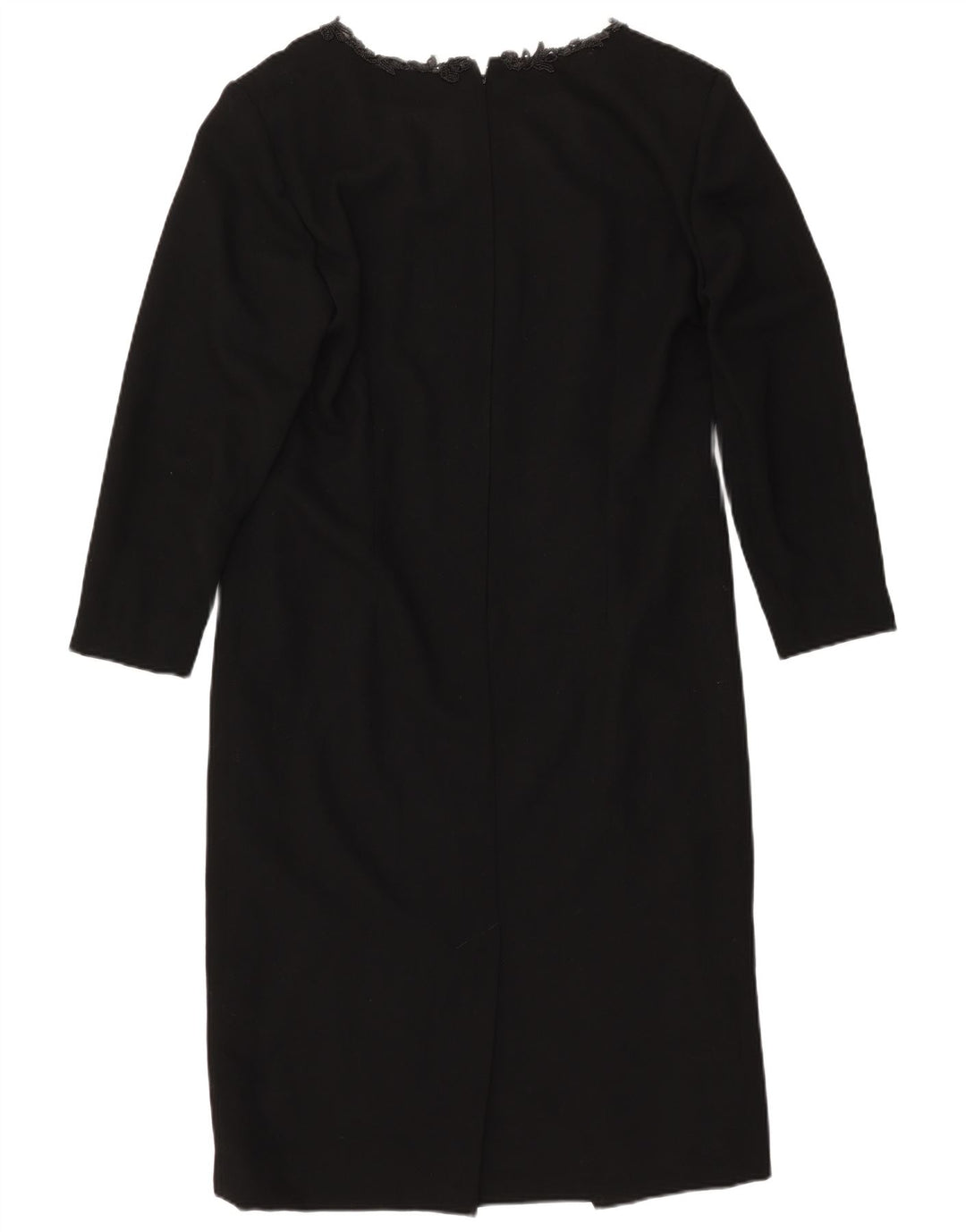 Vestido feminino VINTAGE manga comprida com bainha UK 14 grande preto