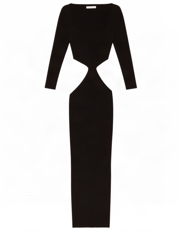 Vestido bodycon feminino Topshop manga comprida recortado Reino Unido 4 XS preto viscose
