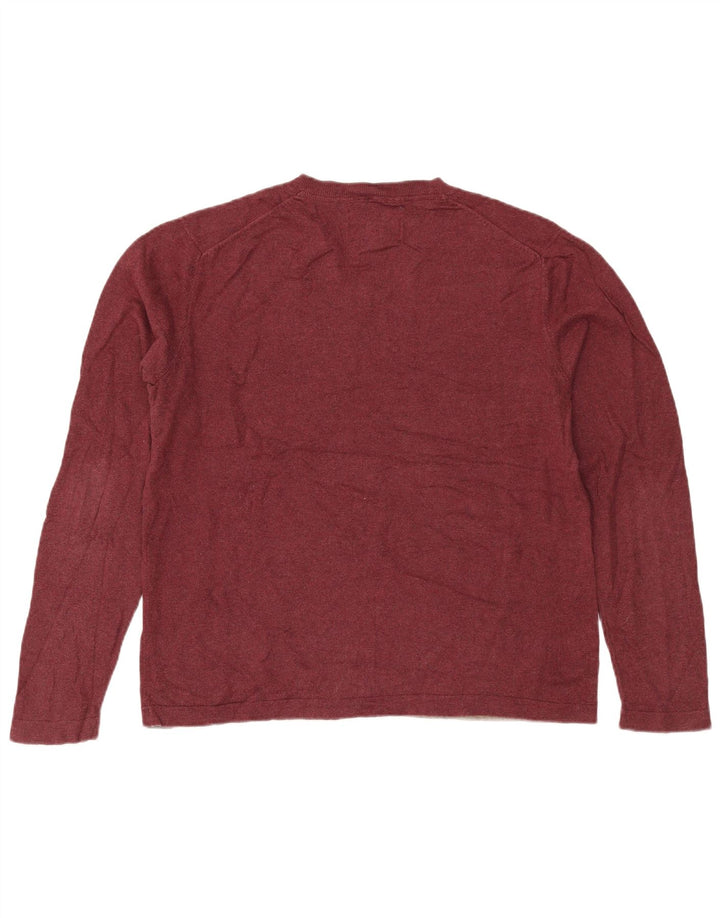 Suéter masculino Eddie Bauer com decote em V médio algodão Borgonha