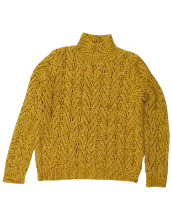 Suéter feminino Marks & Spencer com gola tartaruga Reino Unido 12 médio amarelo